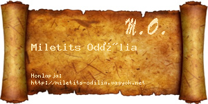 Miletits Odília névjegykártya